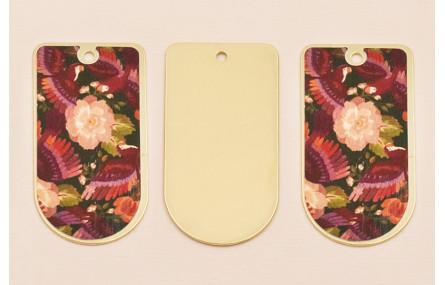 Pieza 50*25 Oro mate Flor Rosa y granate