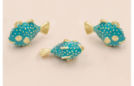 Colgante Pez Globo 20*13mm esmalte Turquesa O.Mate