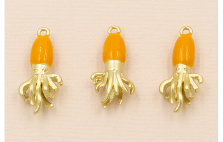 Pulpo Dorado Mate Cabeza Naranja 20*10mm