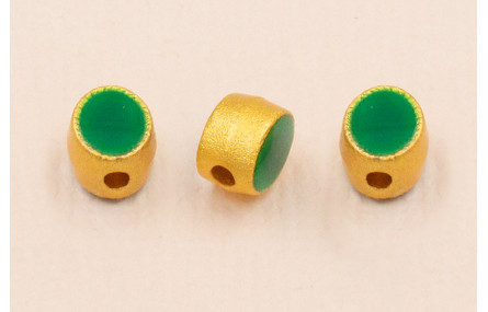 Entrepieza Ovalada 5*5*4mm Oro Esmalte Verde