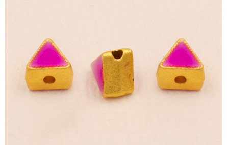 Entrepieza Triangular 5*5*4mm Oro Esmalte Morado