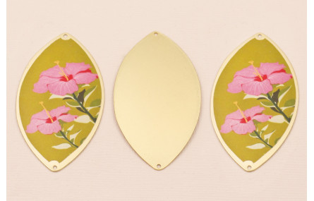 Ovalo 60*33  Oro Mate Flores Fondo Beige