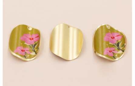 Disco ondulado de 40 Oro Mate  Flores Fondo Beige