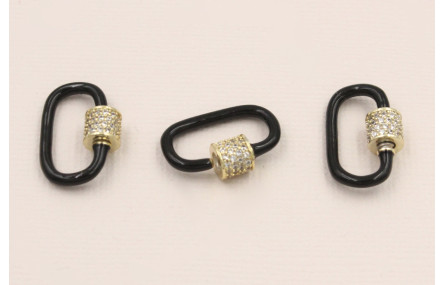 Cierre eslabón Negro 20*13mm con brillos