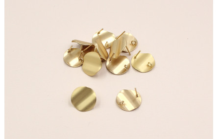 Perno Disco irregular 15mm con anilla Oro Mate