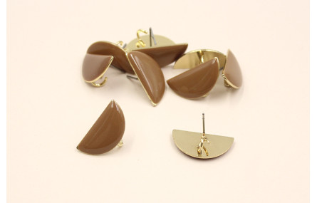 Pendiente Media Luna esmaltada 20*10mm Marrón