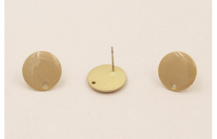 Perno Disco esmaltado 14mm Dorado Mate y  Beige