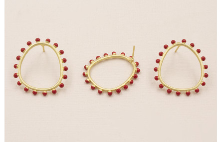 Pendiente Aro 26*22mm Bolas Coral