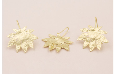 Pendiente Hoja 9 puntas 30*25 Oro Mate