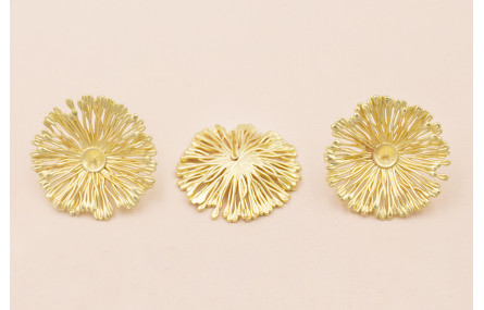 Pendiente Flor 30mm diam, Oro Mate