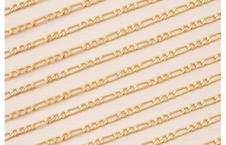 Cadena Eslabones intercalados de 2,5mm Oro Mate