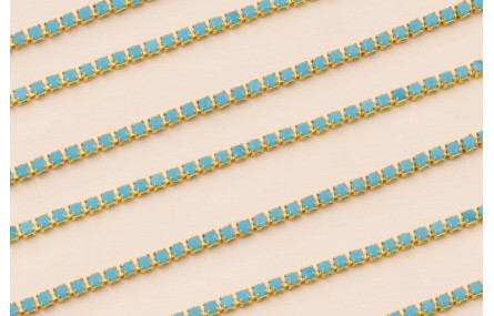 Cadena Strass Critstal 2mm Turquesa opaco