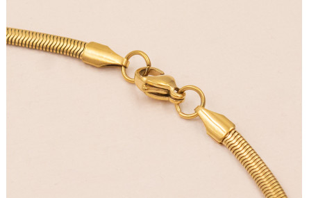 Collar Completo Acero Inox. Tira serpiente 3*2 Oro