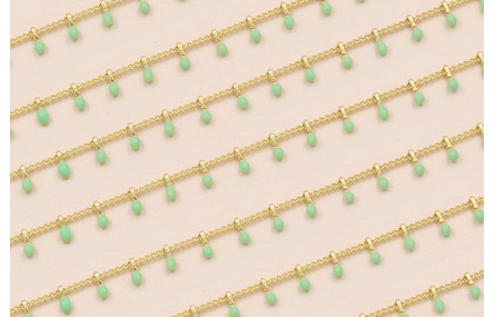 Cadena 1mm Oro con Colgante Esmalte Turquesa 5mm