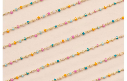 Cadena 2mm Oro Mate Esmaltes multicolor pastel