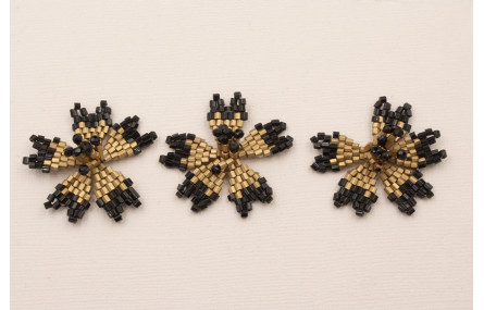 Flor Abalorio de 30mm diametro Negro y Cobre