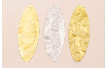 Lentejuela Ovalo 80*26 Oro y Plata con Textura