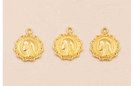 Colgante Virgen María 10mm Baño Oro 3micras 18K