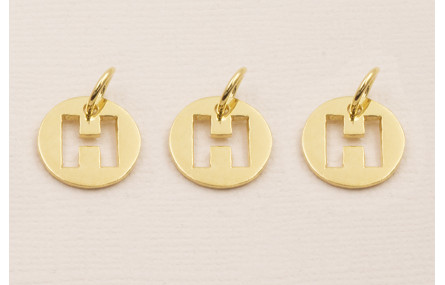 Colgante letra H 10mm Baño Oro 18K, 3Micras