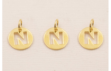 Colgante letra N 10mm Baño Oro 18K, 3Micras