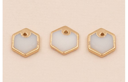 Hexágono plano Nacar 7*7mm bordes Dorados