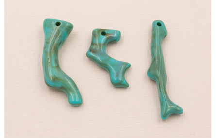 Tallo Coral 6mm*25-45mm long. Veteado Turquesa MIX