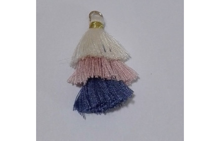 Pompon triple Beige-Rosa-Azul