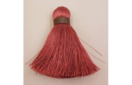 Pompón60mm*15mm rojizo y cordón Marrón claro