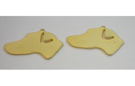 Cabeza Perro oreja levantada 20*30mm Oro Mate