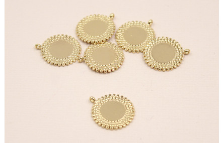 Colgante Disco enmarcado 14mm Oro