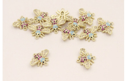 Entrepieza Abeja Dorado mate Microbrillos 13*10mm