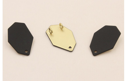 Cuenta Hexágono doble anilla trasera 20*13mm Negro