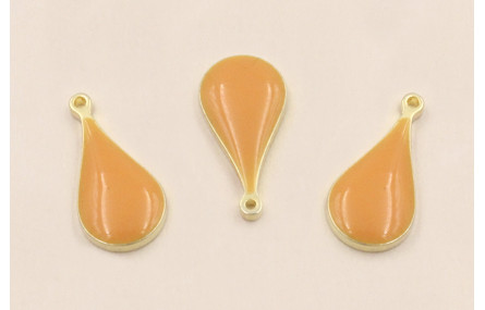 Colgante Acero Inox. Gota  14*6mm esmalte Naranja