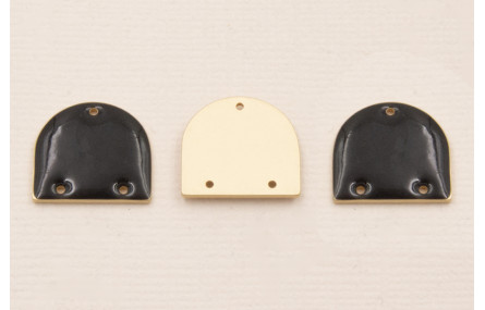 Cuenta Semi Ovalo 15*13mm Esmalte Negro