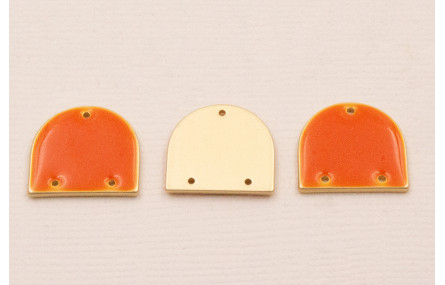 Cuenta Semi Ovalo 15*13mm Esmalte Rosa Coral