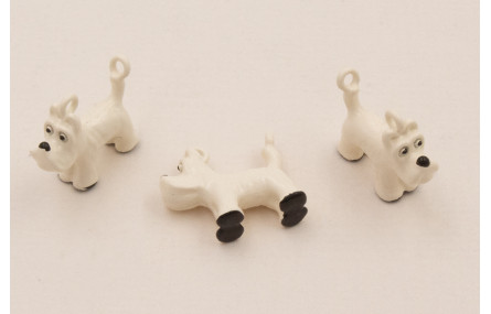 Colgante Fox Terrier 14*12 Esmalte Beige y Negro