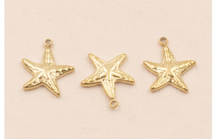 Colgante Estrella Mar Acero Inox. 10*10mm Oro