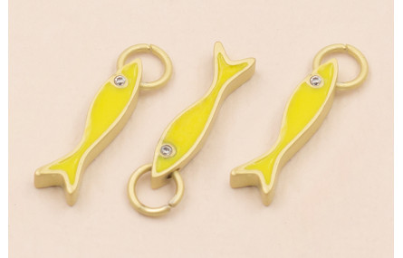 Colgante Pez esmaltado Amarillo 15*3 con arandela