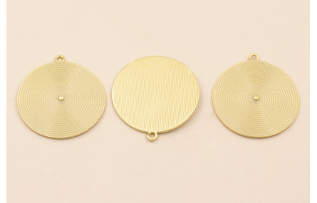 Colgante Disco rayado de 38mm O.mate Esmalte Beige