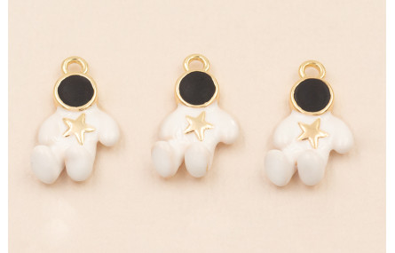 Colgante astronauta 18*12mm Blanco y Negro