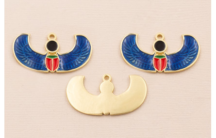 Efigie Egipcia Esmalte Azul, Negro y Rojo 32*18mm