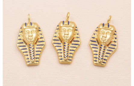 Colgante Efigie 30*15mm Oro Mate y Azul