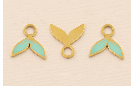 Cola de Pez Turquesa Stainless Steel 10*10mm Oro