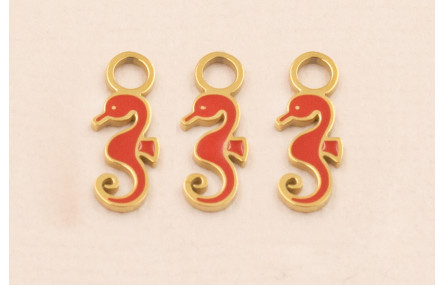 Colgante Caballito Mar Stainless Steel 14*4 Coral