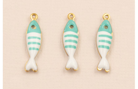 Colgante Pez Stainless Steel 18*5 Turquesa Blanco