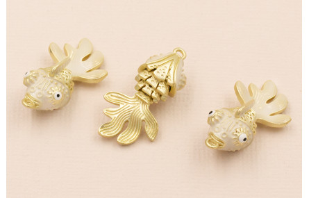 Pes Ariculado 25*15mm Oro Mate y Beige