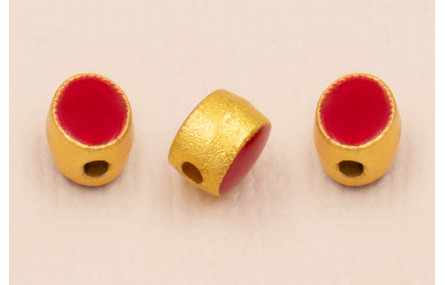 Entrepieza Ovalada 5*5*4mm Oro Esmalte Granate