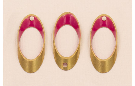 Ovalo Biselado 25*10 Esmalte Frambuesa