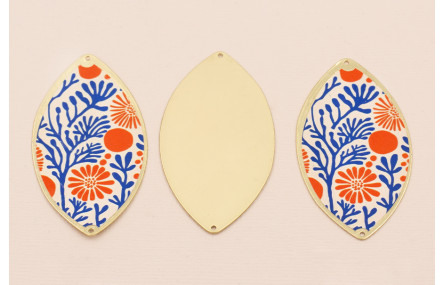 Ovalo 60*33  Oro Mate Corales Rojos y Azules