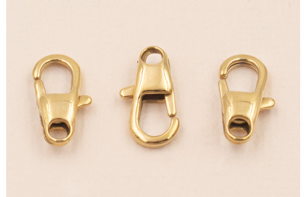 Cierre Mosquetón Acero Inox. 15*7mm Oro